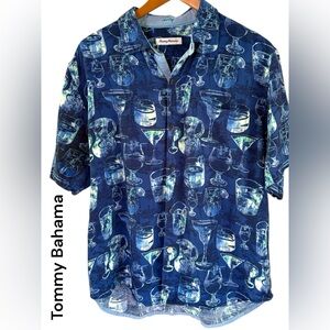 Tommy Bahama-Men’s large Bar None camp shirt. Cool cocktails print. Like new!